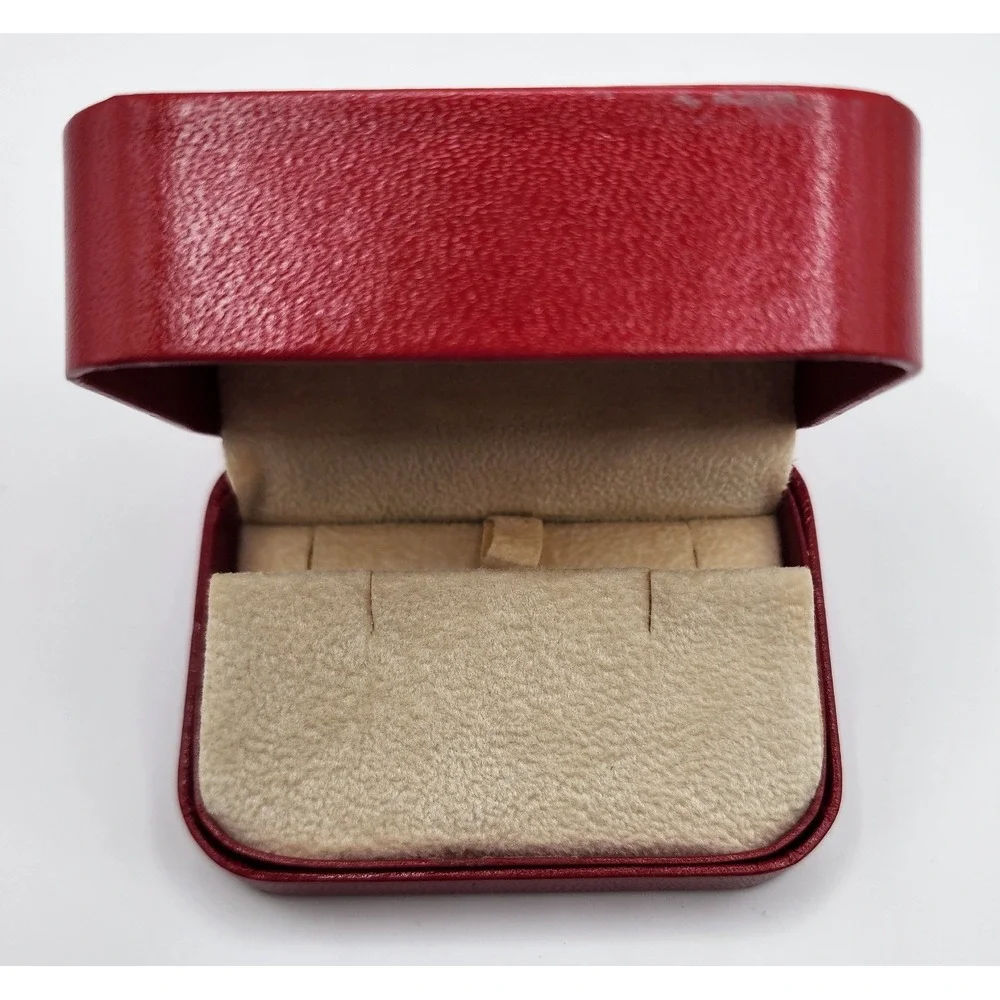 Vintage Mikimoto Jewelry Presentation Box EMPTY Red Faux Leather Earrings/Neck